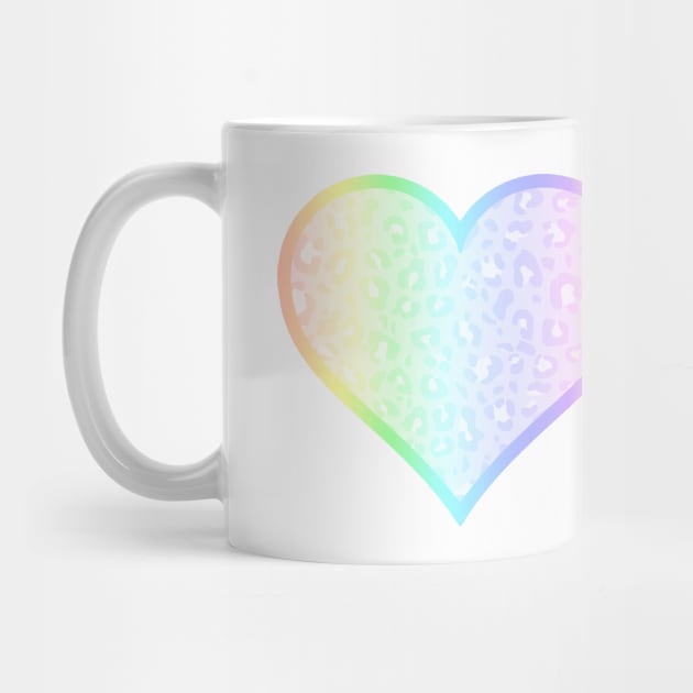 Ultra Pastel Rainbow Leopard Print Heart by bumblefuzzies